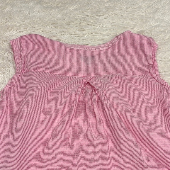Talbots Linen Tank Top Pink white sleeveless tunic blouse v neck Size Small - Picture 2 of 9